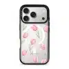 Tulip Blush phone case, pink watercolour tulips on a clear case with a personalised script name