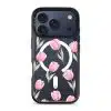 Tulip Blush phone case, pink watercolour tulips on a clear case with a personalised script name
