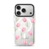 Tulip Blush phone case, pink watercolour tulips on a clear case with a personalised script name