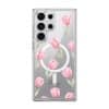 Tulip Blush phone case, pink watercolour tulips on a clear case with a personalised script name