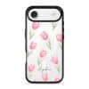 Tulip Blush phone case, pink watercolour tulips on a clear case with a personalised script name