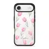 Tulip Blush phone case, pink watercolour tulips on a clear case with a personalised script name