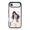 City Snapshot phone case, an illustrated woman in a denim jacket holding a camera