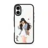 City Snapshot phone case, an illustrated woman in a denim jacket holding a camera
