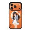 City Snapshot phone case, an illustrated woman in a denim jacket holding a camera