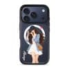 City Snapshot phone case, an illustrated woman in a denim jacket holding a camera
