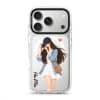 City Snapshot phone case, an illustrated woman in a denim jacket holding a camera