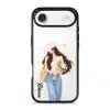 Daisy Days phone case, an illustrated woman in a straw hat holding daisies