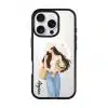 Daisy Days phone case, an illustrated woman in a straw hat holding daisies
