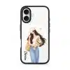 Daisy Days phone case, an illustrated woman in a straw hat holding daisies