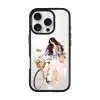 Weekend Ride phone case, an illustrated woman with a bicycle and a basket of flowers