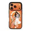 Weekend Ride phone case, an illustrated woman with a bicycle and a basket of flowers