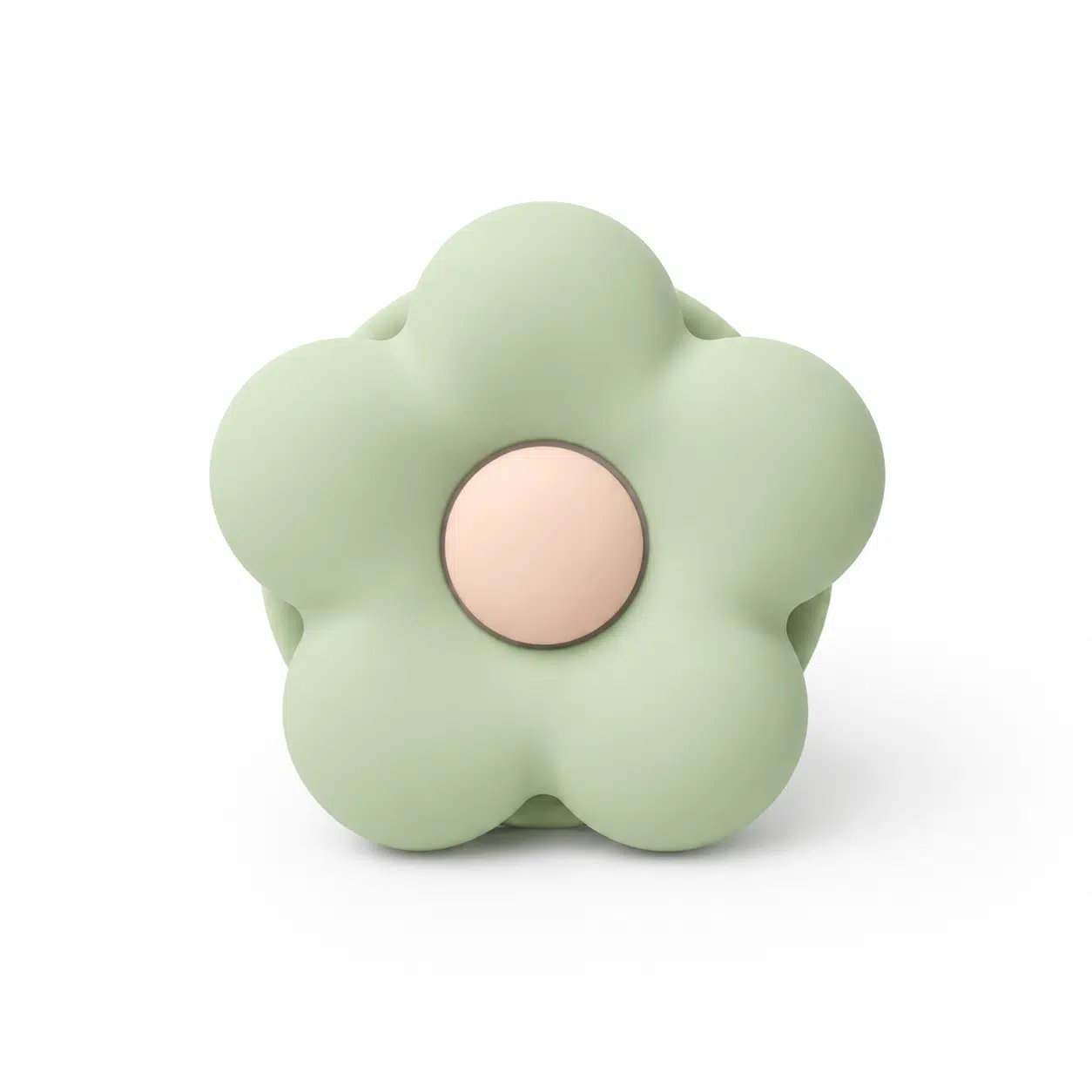 Puffy Flower Grip in green, soft silicone MagSafe phone grip and stand