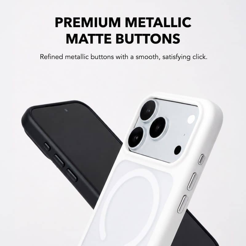 Premium metallic matte buttons on the GALADO Knoxx Guard iPhone case