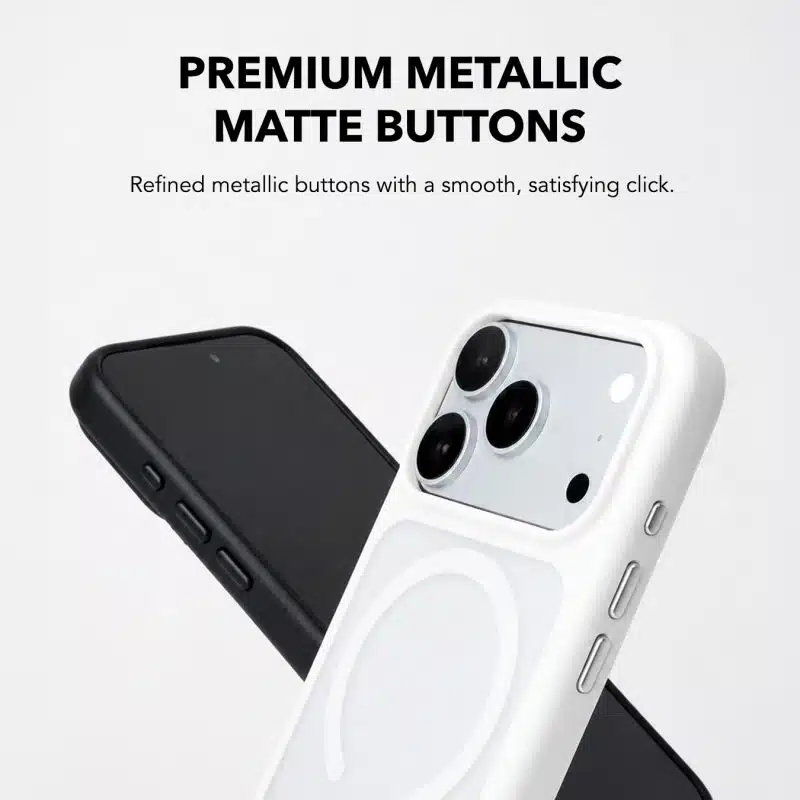 Premium metallic matte buttons on the GALADO Knoxx Guard iPhone case