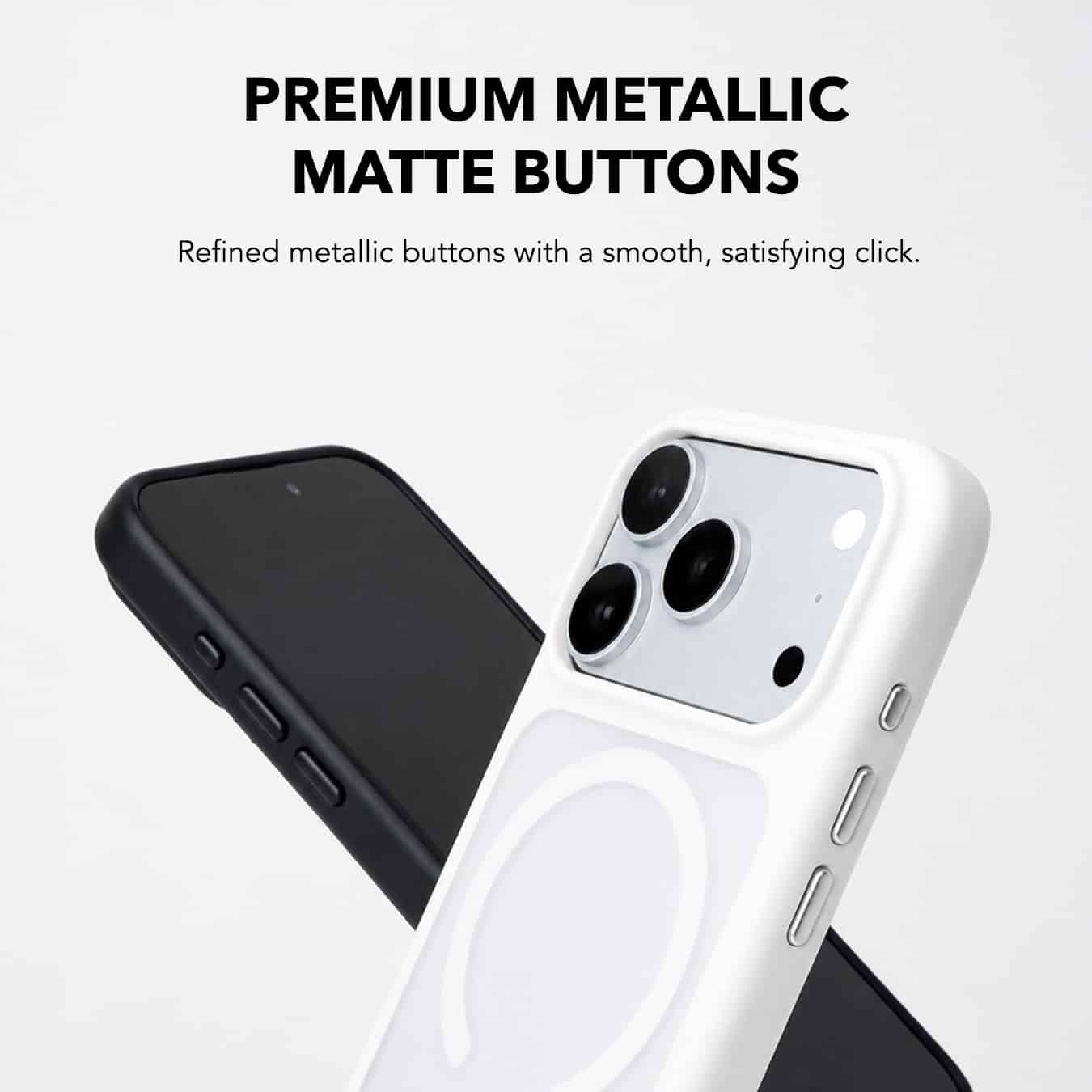 Premium metallic matte buttons on the GALADO Knoxx Guard iPhone case