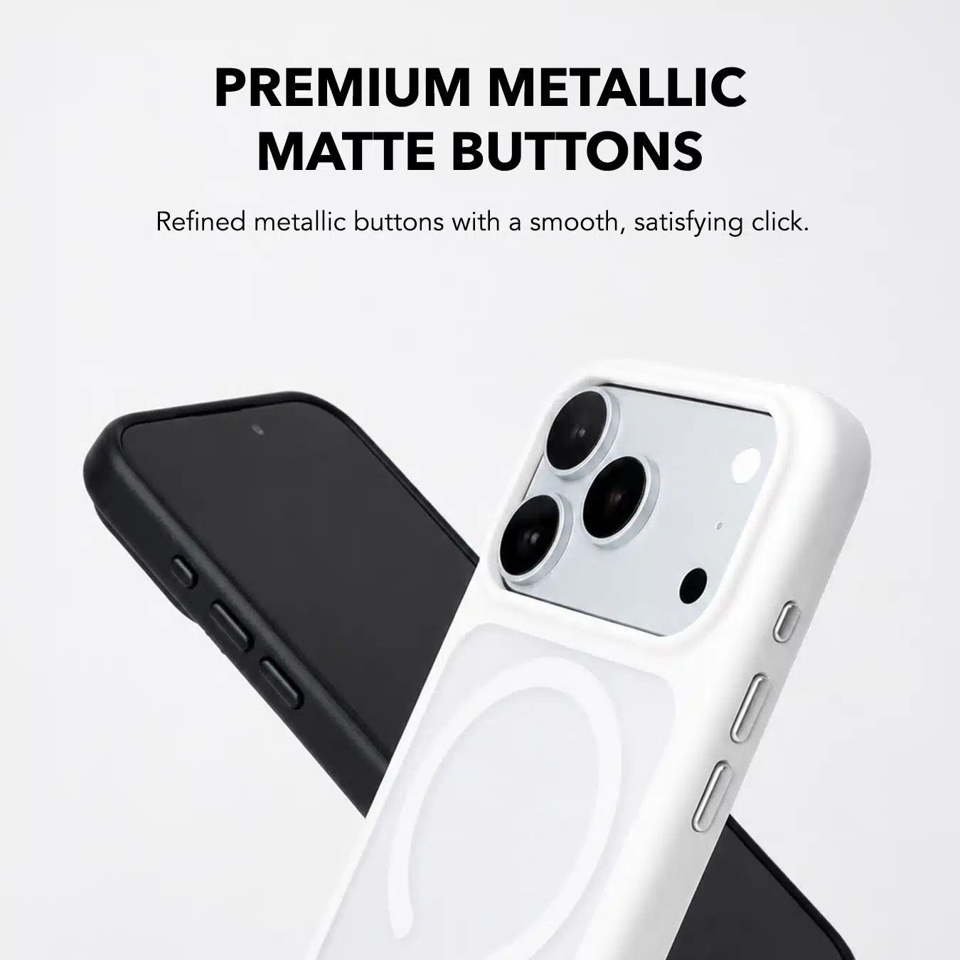 Premium metallic matte buttons on the GALADO Knoxx Guard iPhone case