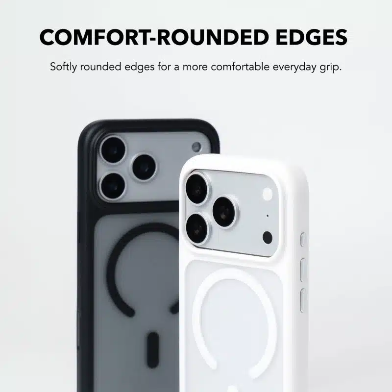 Comfort-rounded edges on the Black and White GALADO Knoxx Guard cases