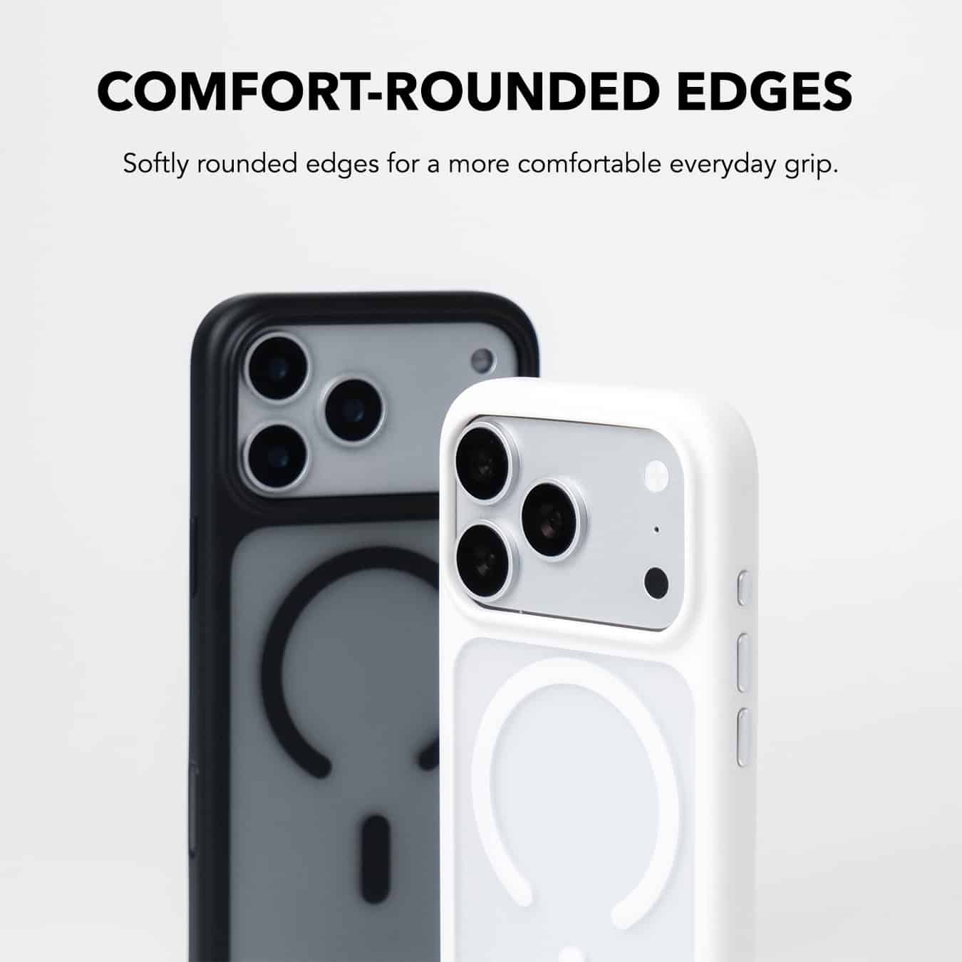 Comfort-rounded edges on the Black and White GALADO Knoxx Guard cases