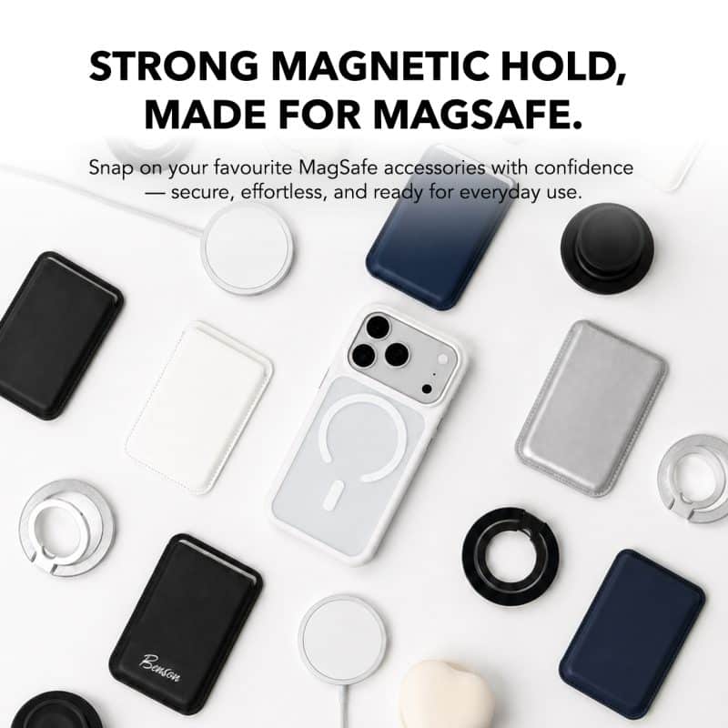 Knoxx Guard case holding MagSafe wallets, power banks and rings, GALADO