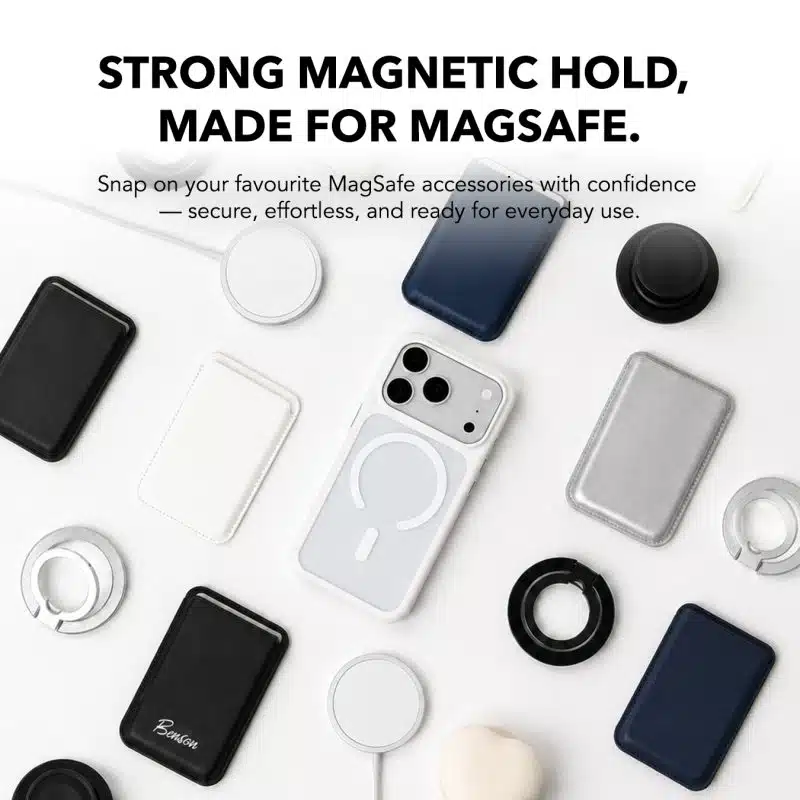 Knoxx Guard case holding MagSafe wallets, power banks and rings, GALADO