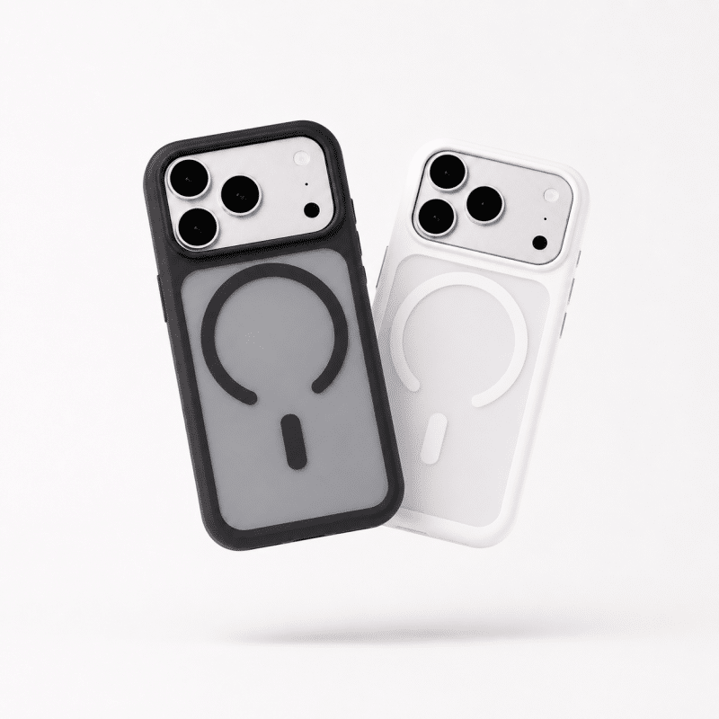 GALADO Knoxx Guard matte iPhone case in Black and White, MagSafe ring visible