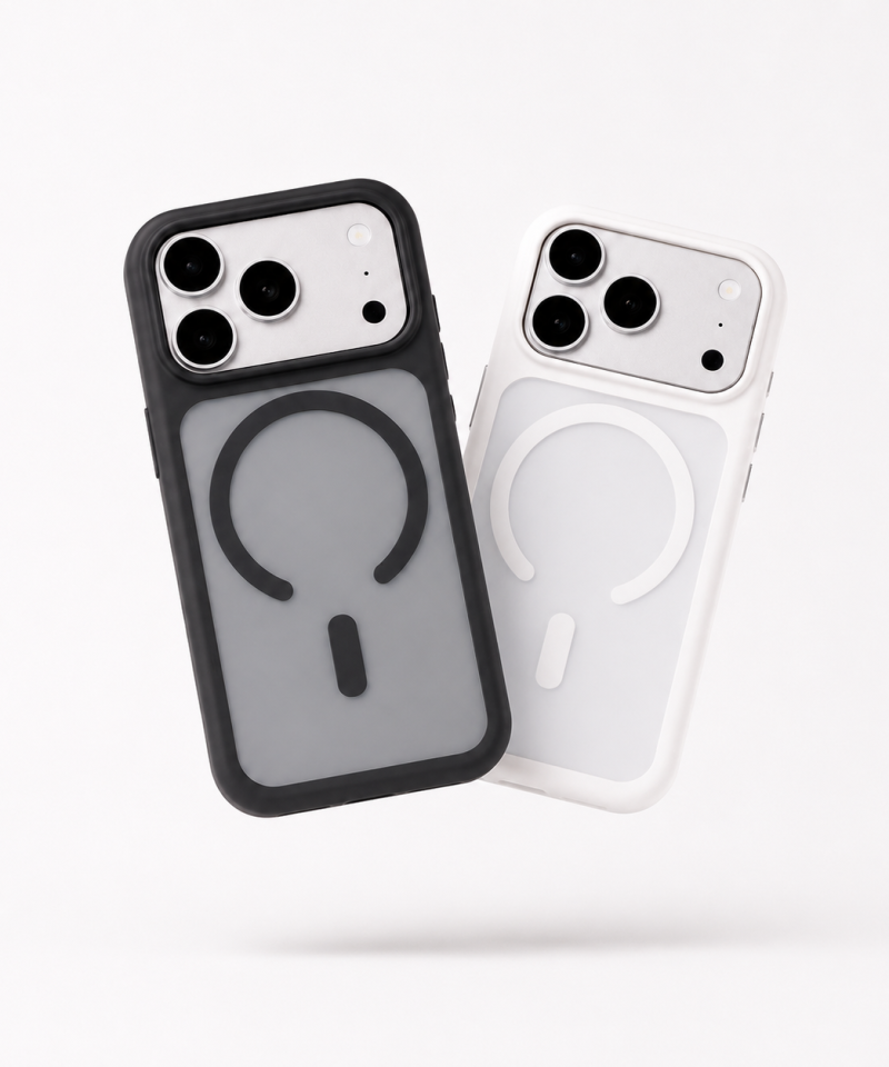 GALADO Knoxx Guard matte iPhone case in Black and White, MagSafe ring visible