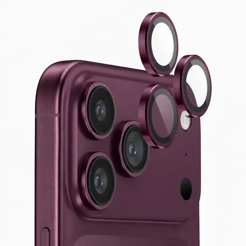 G-Armor Lens Protector for iPhone 18 Pro in Burgundy, sapphire glass camera lens rings by GALADO