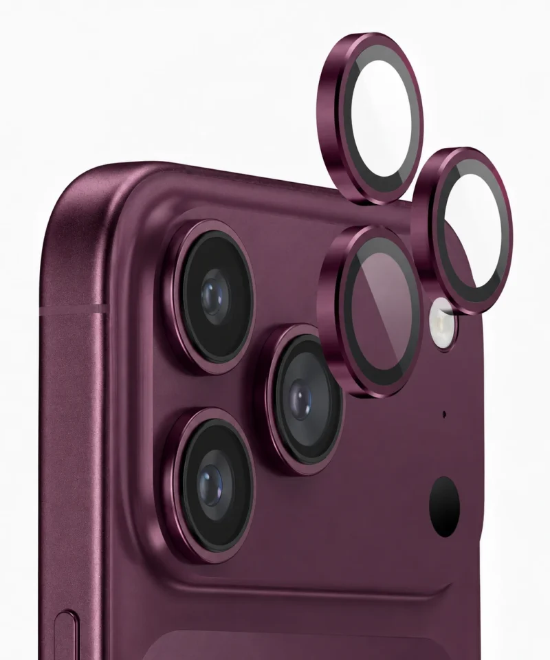 G-Armor Lens Protector for iPhone 18 Pro in Burgundy, sapphire glass camera lens rings by GALADO