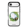 Brief Pause phone case by Mewmovement, a character lying on green grass under the words Everything Can Wait