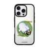 Brief Pause phone case by Mewmovement, a character lying on green grass under the words Everything Can Wait