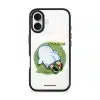 Brief Pause phone case by Mewmovement, a character lying on green grass under the words Everything Can Wait