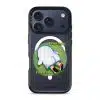 Brief Pause phone case by Mewmovement, a character lying on green grass under the words Everything Can Wait