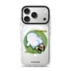 Brief Pause phone case by Mewmovement, a character lying on green grass under the words Everything Can Wait