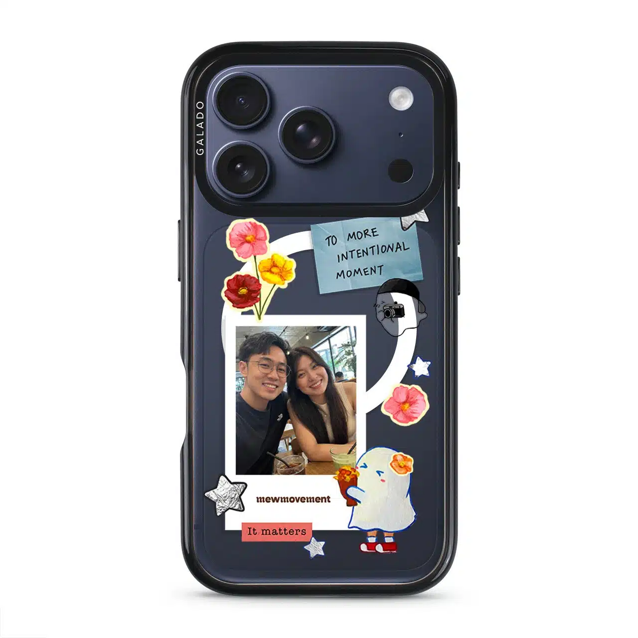 Favourite Moment custom photo phone case by Mewmovement, a photo in a scrapbook frame with flowers and stars