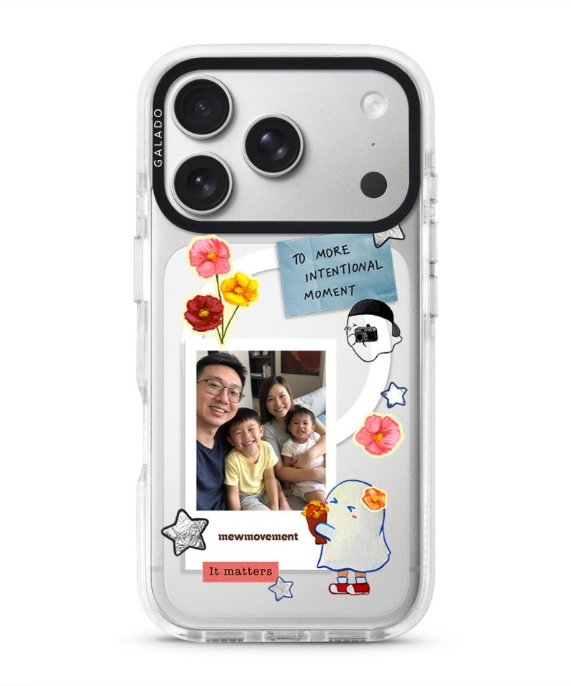 Favourite Moment custom photo phone case by Mewmovement, a photo in a scrapbook frame with flowers and stars