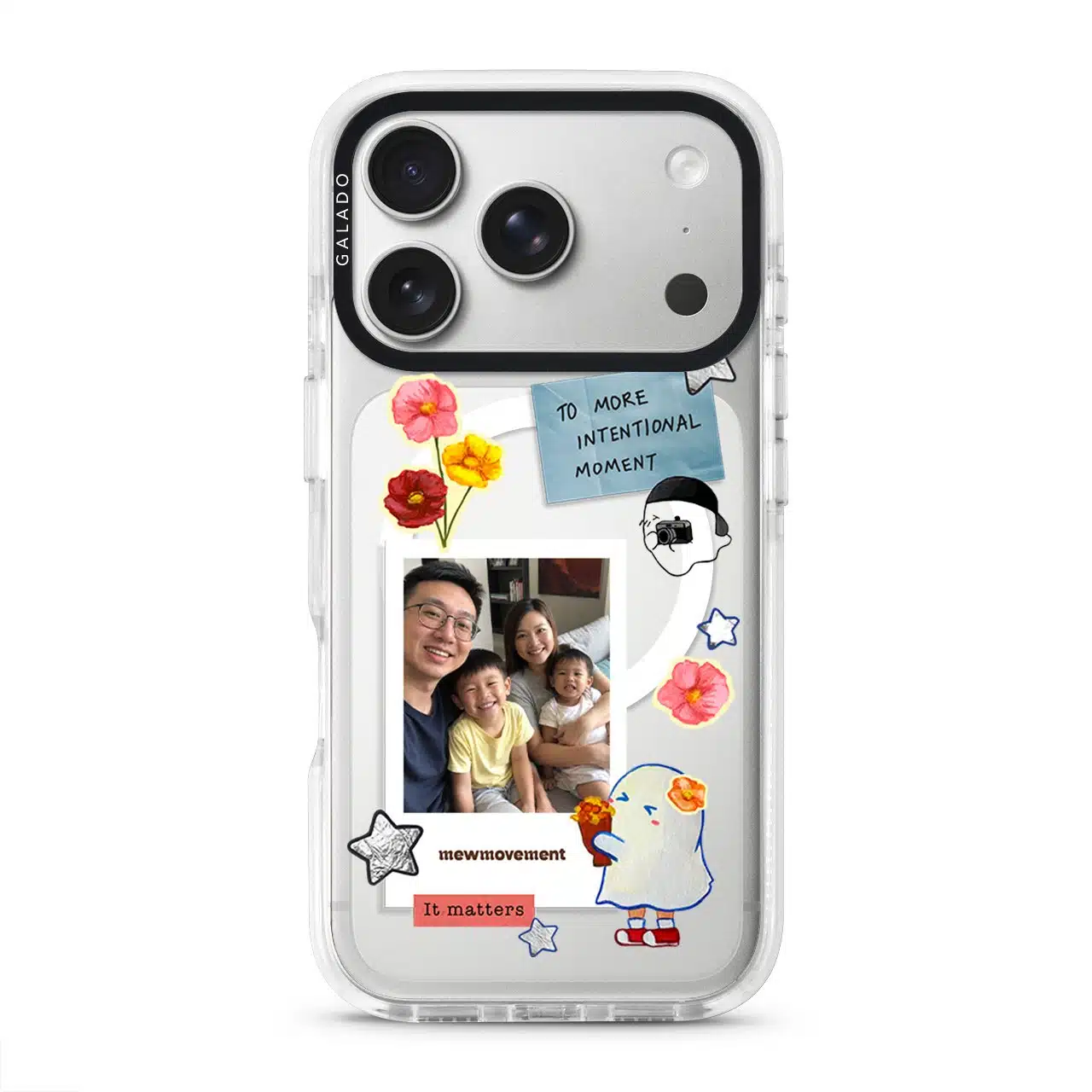 Favourite Moment custom photo phone case by Mewmovement, a photo in a scrapbook frame with flowers and stars