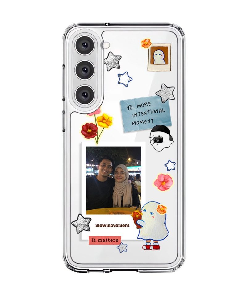 Favourite Moment custom photo phone case by Mewmovement, a photo in a scrapbook frame with flowers and stars