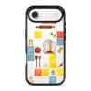 Home Cooking phone case by Mewmovement, a tiled kitchen of ingredients around a character eating noodles