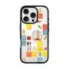 Home Cooking phone case by Mewmovement, a tiled kitchen of ingredients around a character eating noodles