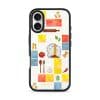 Home Cooking phone case by Mewmovement, a tiled kitchen of ingredients around a character eating noodles