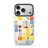 Home Cooking phone case by Mewmovement, a tiled kitchen of ingredients around a character eating noodles