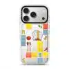 Home Cooking phone case by Mewmovement, a tiled kitchen of ingredients around a character eating noodles