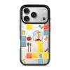 Home Cooking phone case by Mewmovement, a tiled kitchen of ingredients around a character eating noodles