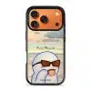 Quiet Moments phone case by Mewmovement, a character in sunglasses watching a sunset over water
