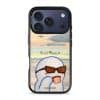 Quiet Moments phone case by Mewmovement, a character in sunglasses watching a sunset over water