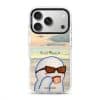 Quiet Moments phone case by Mewmovement, a character in sunglasses watching a sunset over water