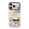 Quiet Moments phone case by Mewmovement, a character in sunglasses watching a sunset over water