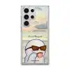 Quiet Moments phone case by Mewmovement, a character in sunglasses watching a sunset over water