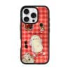 Slow Day phone case by Mewmovement, a character on a red gingham picnic cloth with fruit and a newspaper